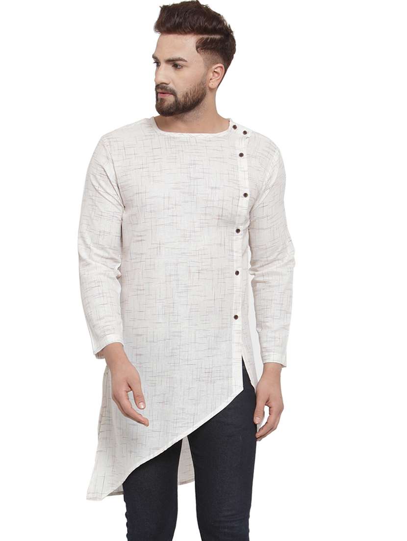 white solid asymmetric kurta