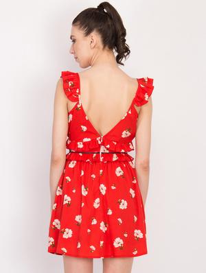 ruffle detail floral a-line dress - 17033890 - Standard Image - 3