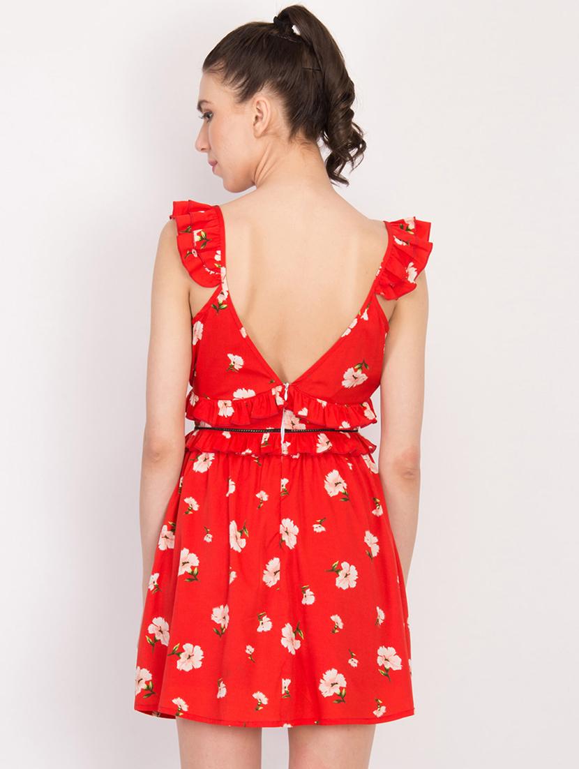 ruffle detail floral a-line dress - 17033890 - Zoom Image - 3