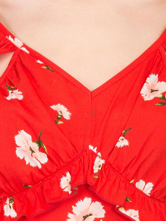 ruffle detail floral a-line dress - 17033890 - Zoom Image - 6