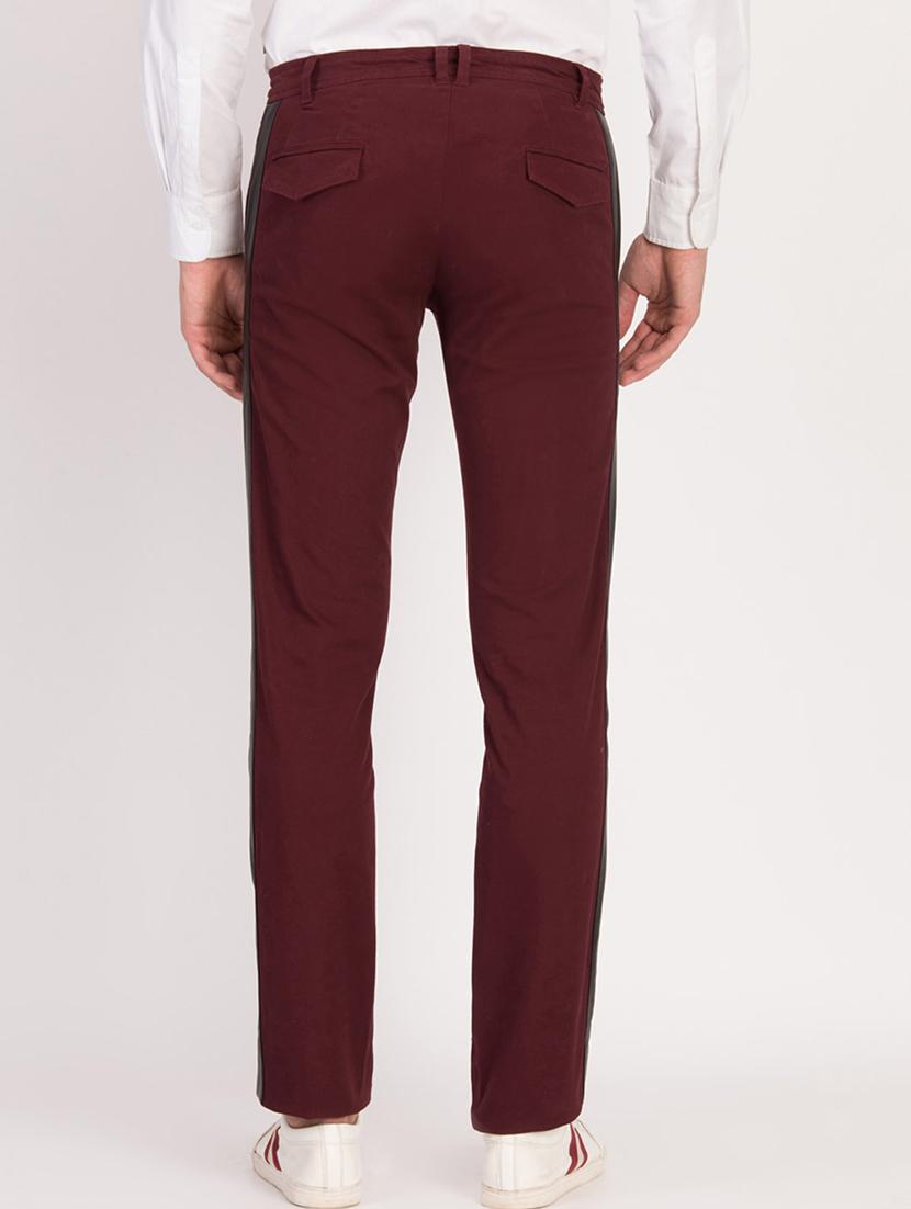 maroon solid chinos - 17034024 - Zoom Image - 3