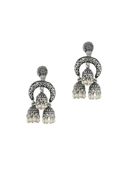 silver metal jhumka earring - 17041278 - Standard Image - 1