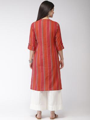 striped straight kurta - 17060697 - Standard Image - 3