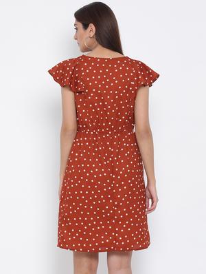 v neck polka dot dress - 17074091 - Standard Image - 3