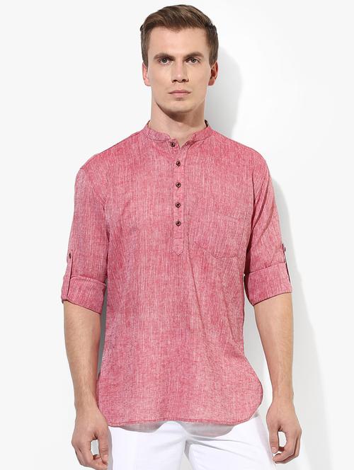 red cotton short kurta - 17078237 - Very Small Image - 1