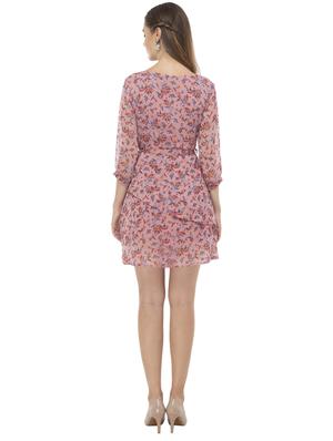 tie front floral a-line dress - 17078373 - Standard Image - 3