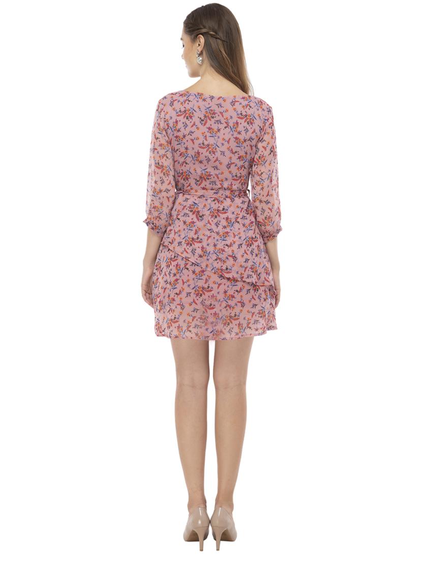 tie front floral a-line dress - 17078373 - Zoom Image - 3