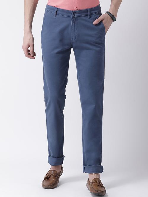 blue cotton chinos casual trousers - 17078832 - Standard Image - 1