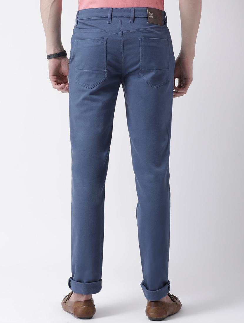 blue cotton chinos casual trousers - 17078832 - Zoom Image - 3
