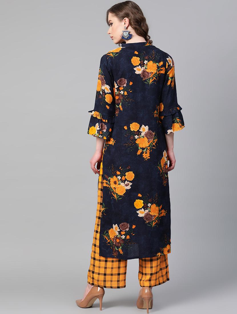 floral kurta palazzo set - 17080359 - Zoom Image - 3
