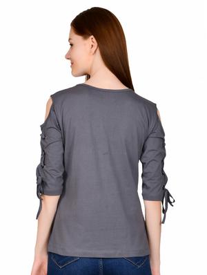 cold shoulder graphic top - 17080952 - Standard Image - 3