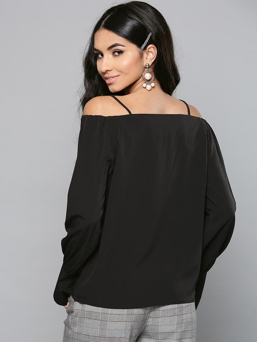 black polyester regular top - 17085592 - Zoom Image - 3