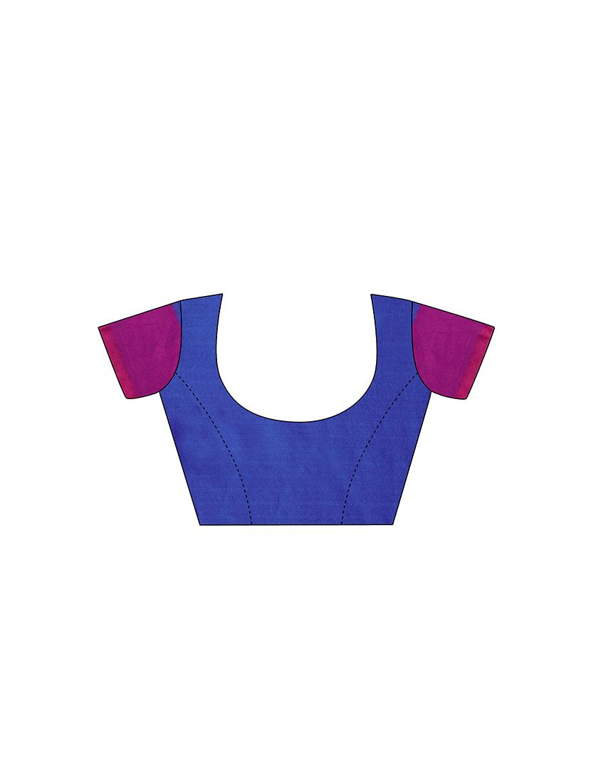 color block kanjivaram saree with blouse - 17088920 - Zoom Image - 3