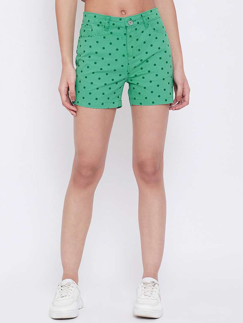mid rise polka dot shorts