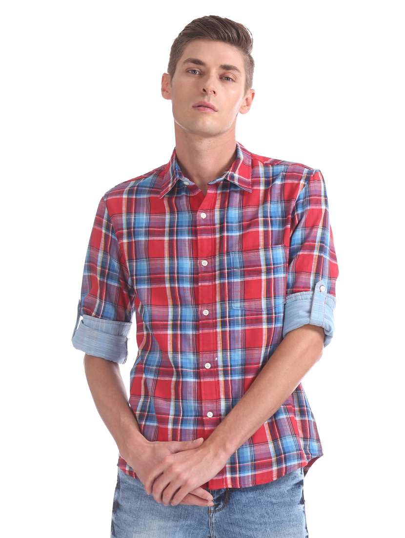 red checkered casual shirt