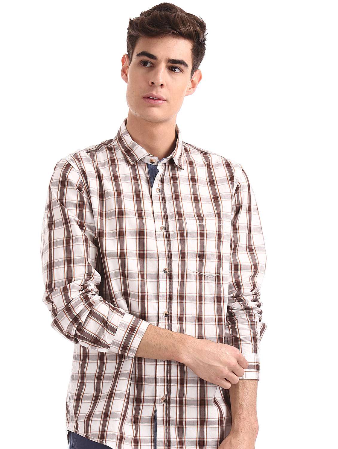 off white checkered casual shirt
