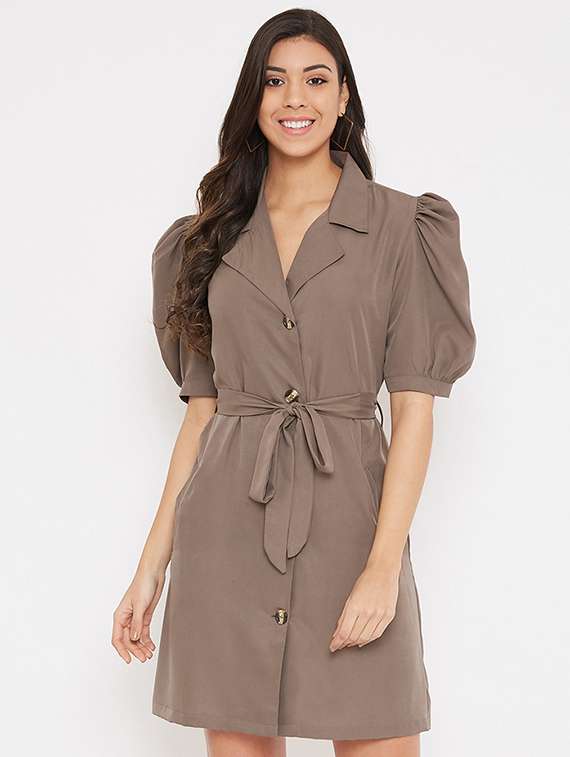 puff sleeves shirt dress