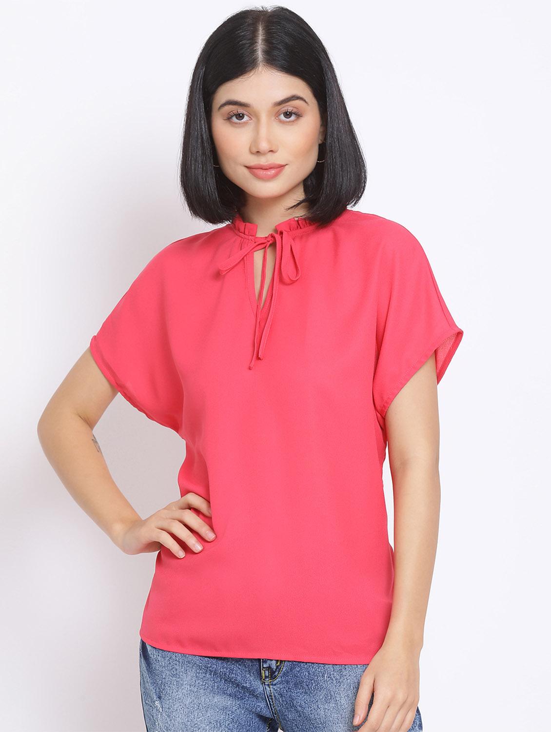 women's straight tie-up neck top