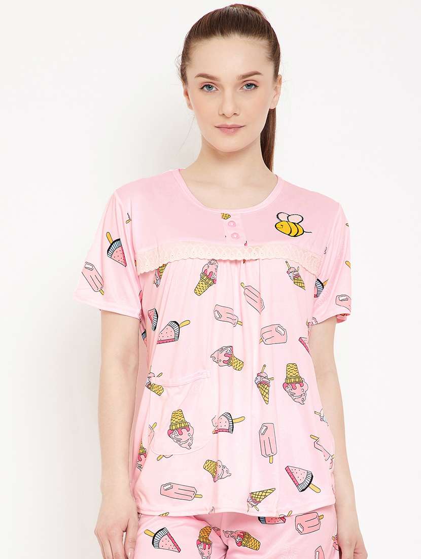 quirky printed nightwear shorts set