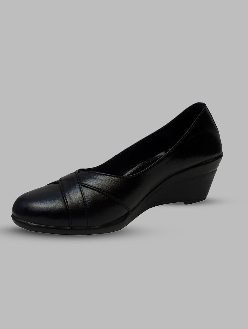black pu slip on formal shoes