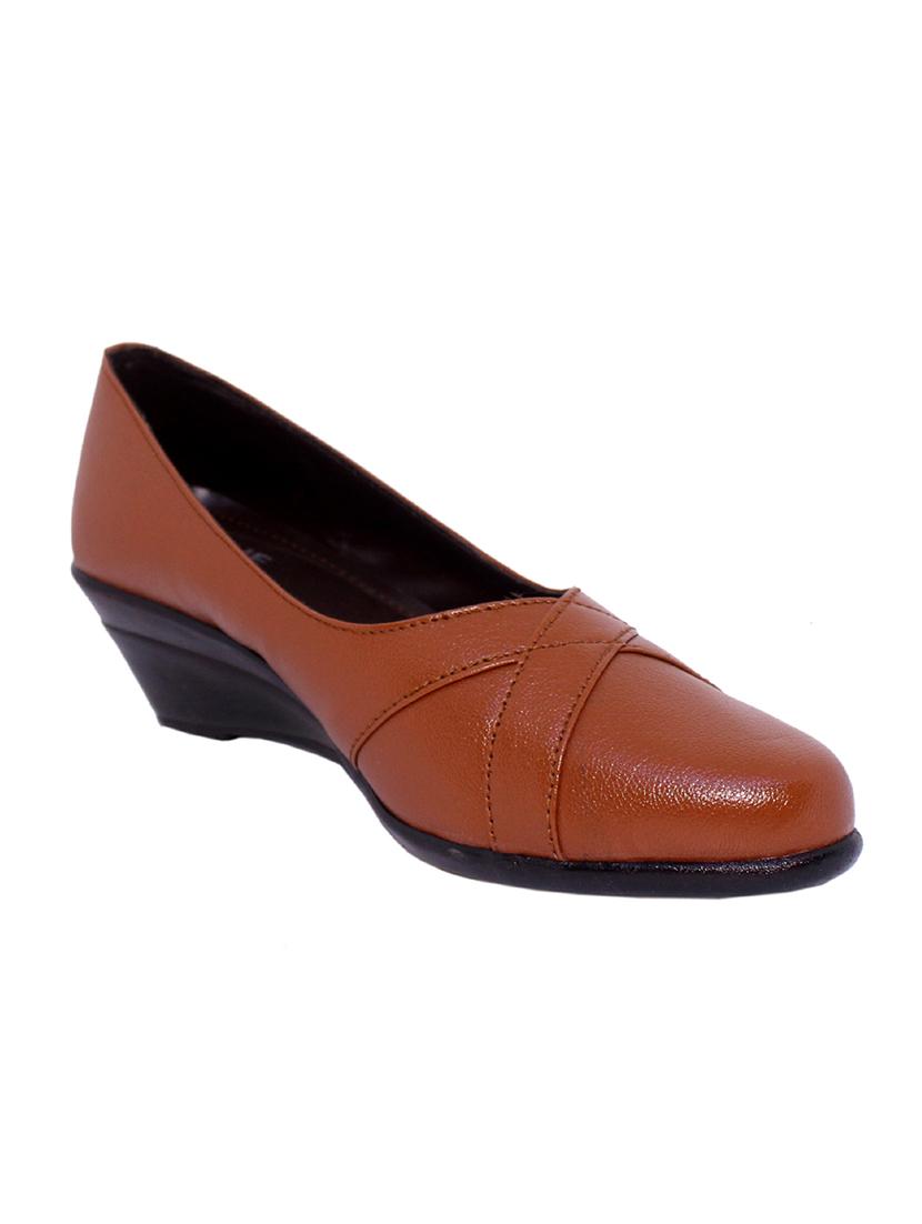 brown pu slip on formal shoes