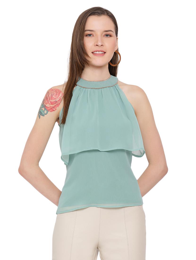 women's layered round neck top