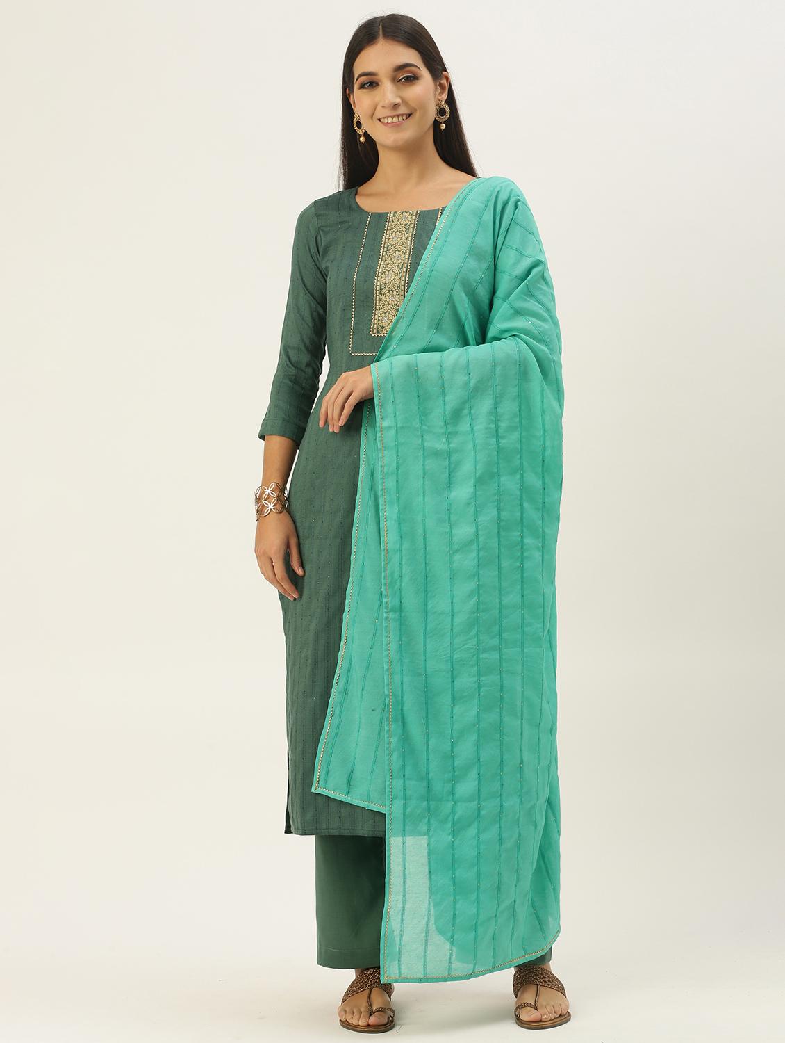 self design unstitched suit set