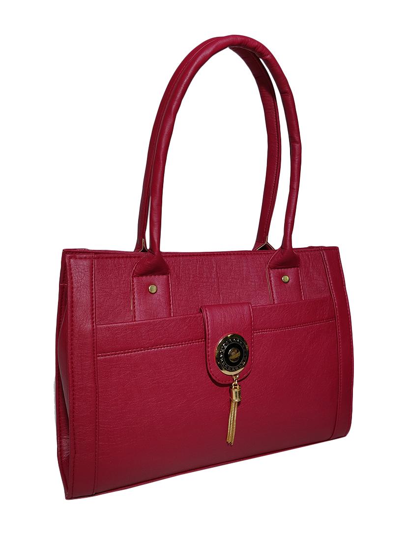 maroon leatherette (pu) handbag