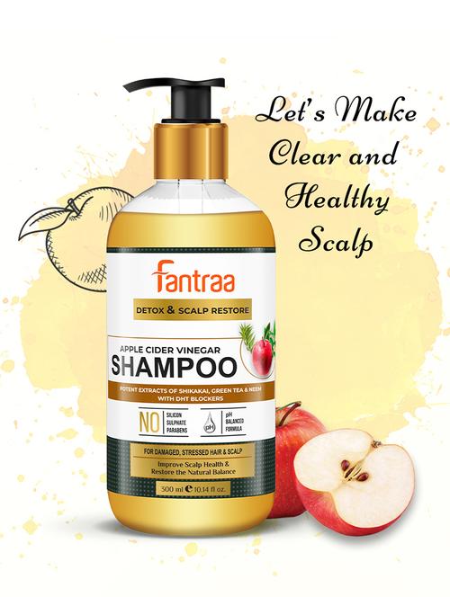 fantraa apple cider vinegar shampoo for damaged, stressed hair (300 ml) - 18259709 - Very Small Image - 1