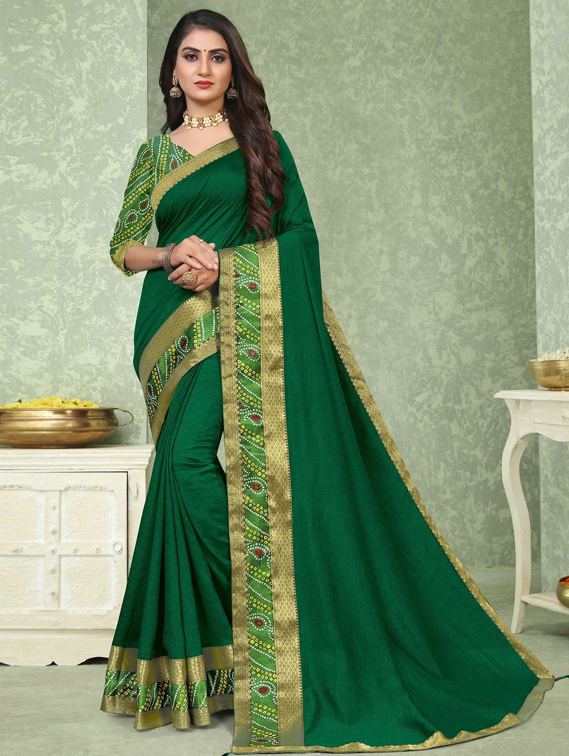 women's bordered royal blue colored saree