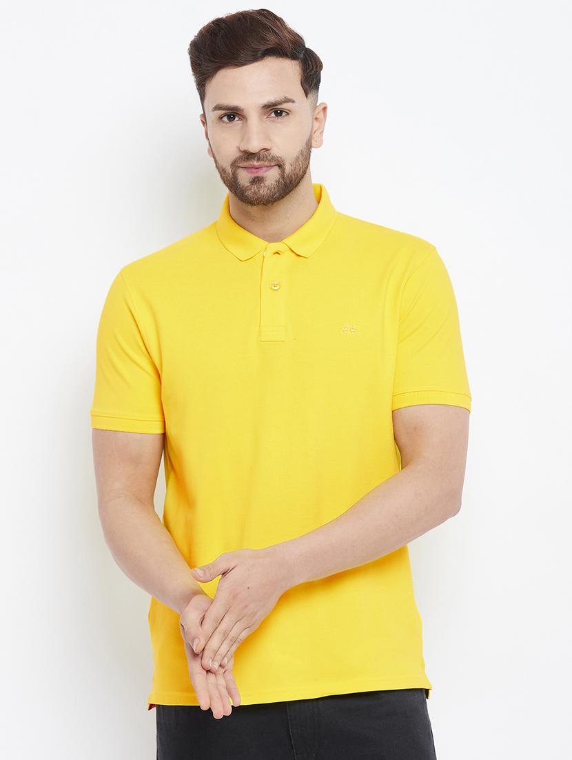 yellow solid polo t-shirt