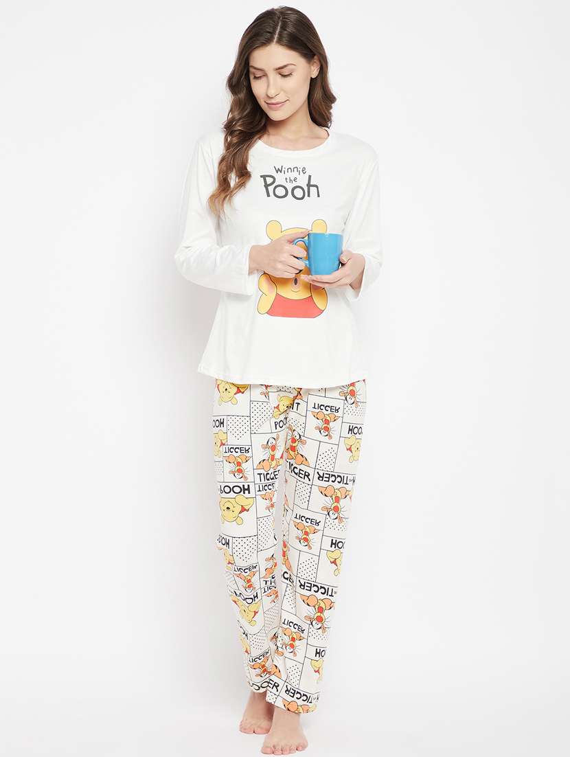 round neck printed nightwear pajama set