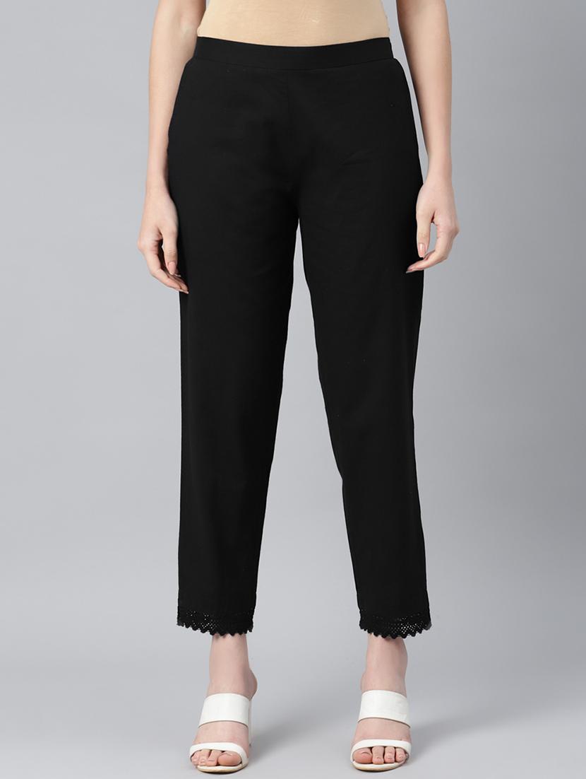 mid rise solid pleated trousers