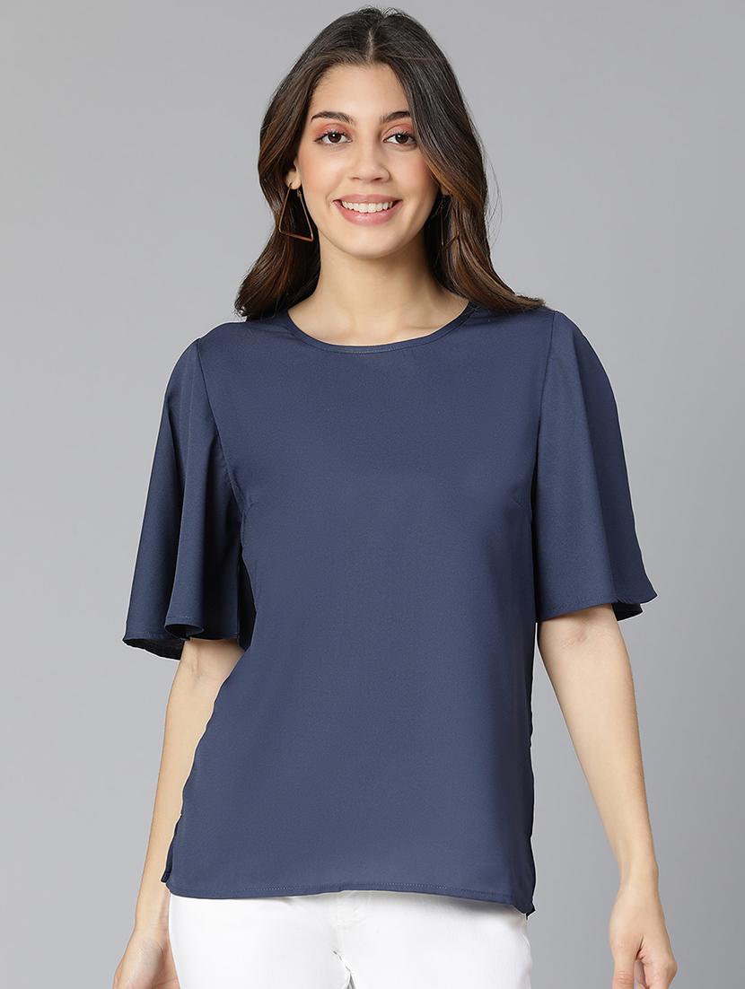 women's straight round neck top