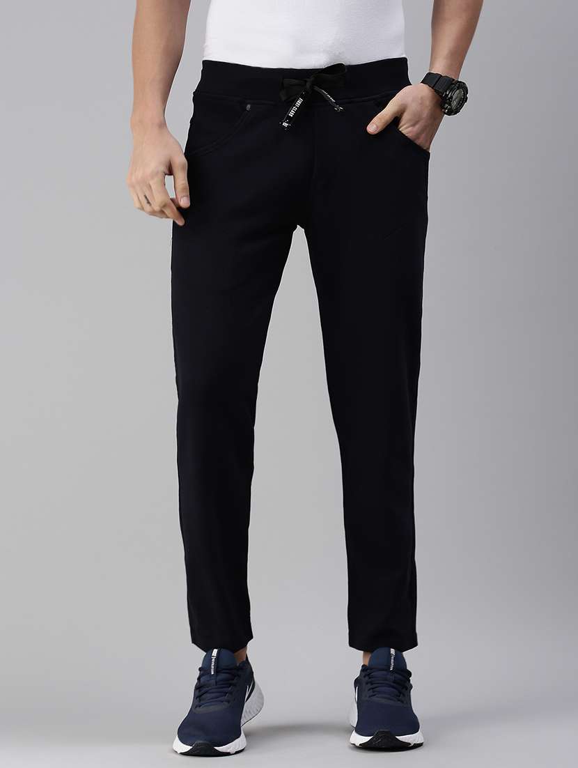 black solid track pant