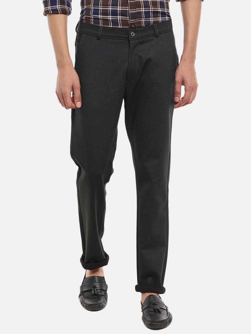 striped flat front casual trouser