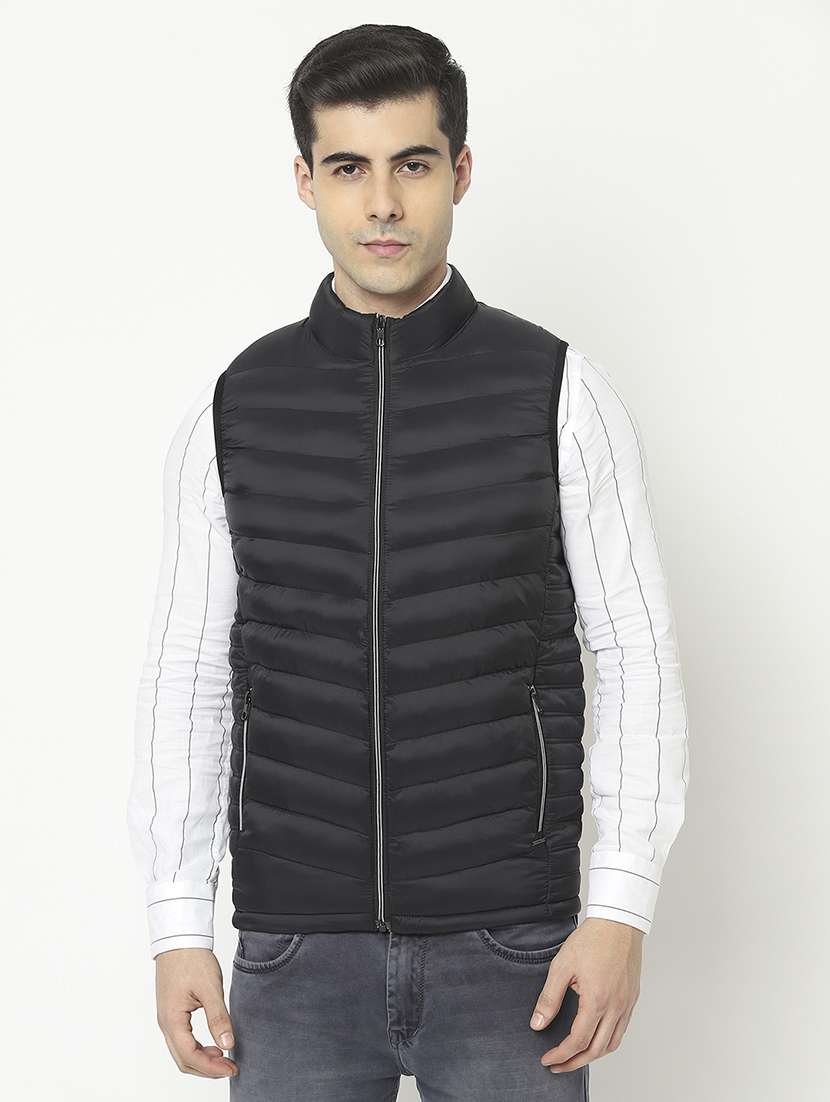 black solid quilted jacket