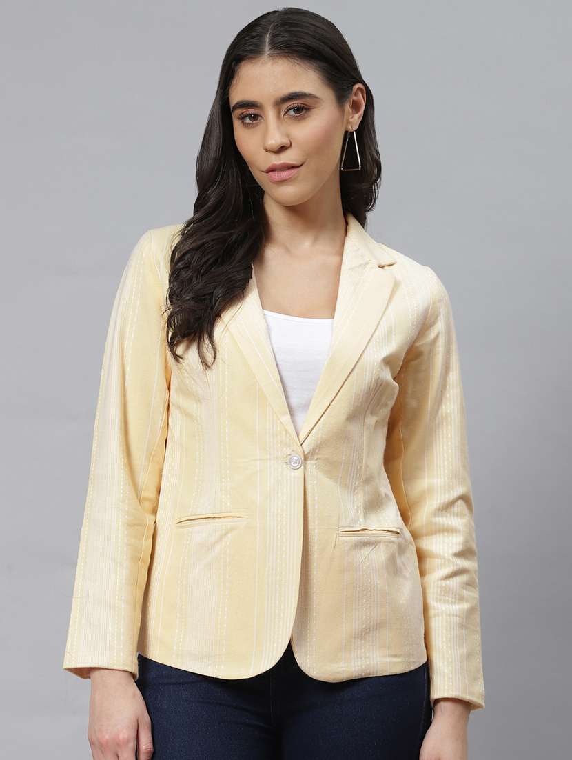 yellow cotton single breasted blazer