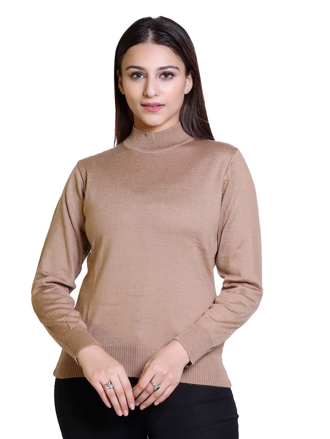 high neck solid pullover