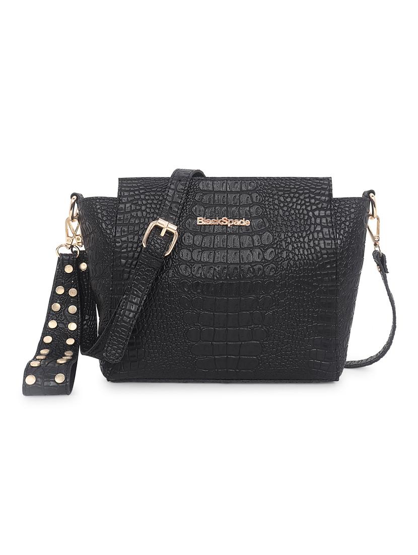 black leatherette (pu) sling bag