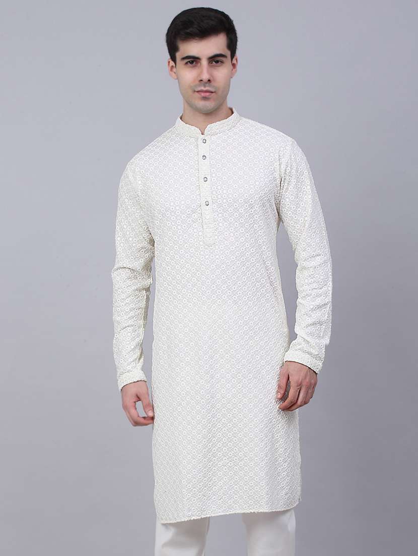 mandarin neck embroidered work straight kurta