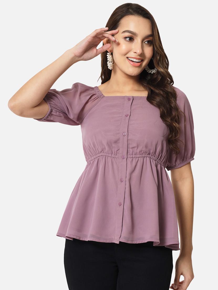 women's peplum square neck top