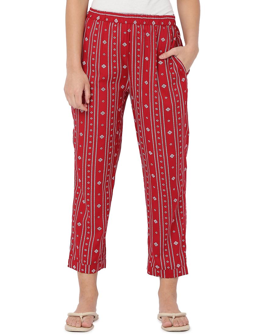 red printed cotton pajama