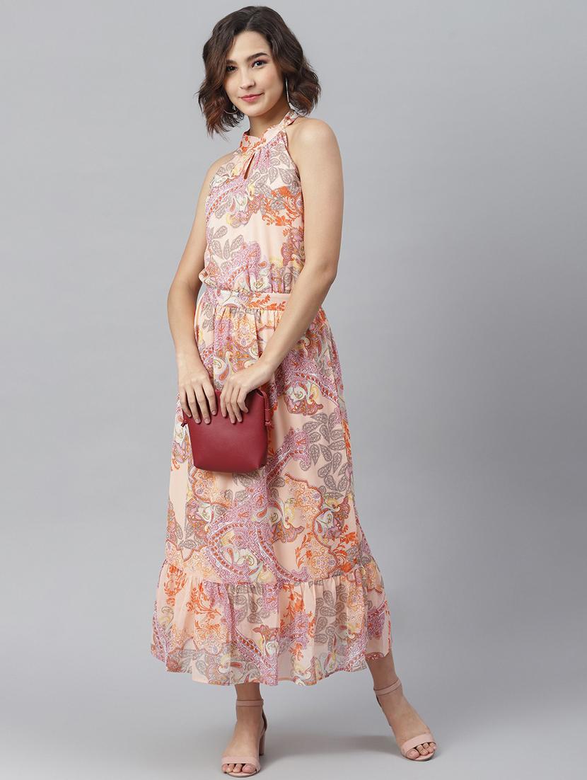 stylestone women's peach printed maxi dress