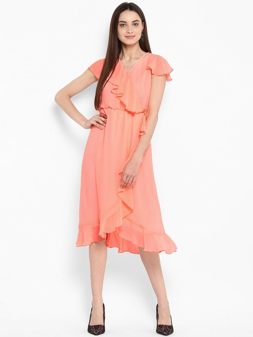 women's ruffle solid dress