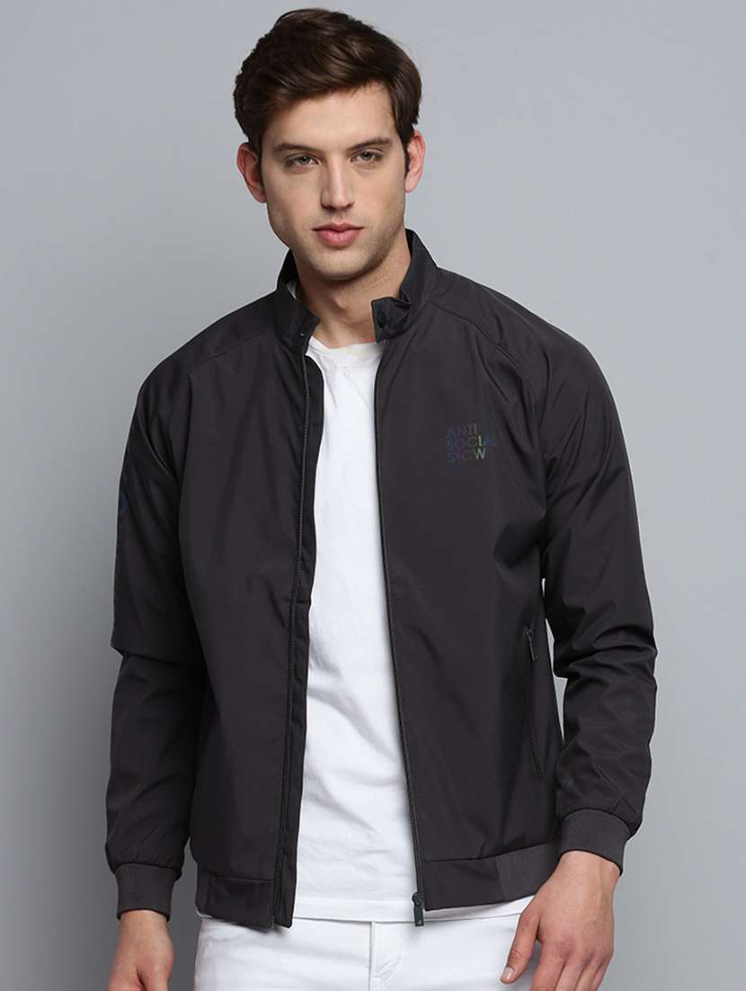 solids nylon casual jacket