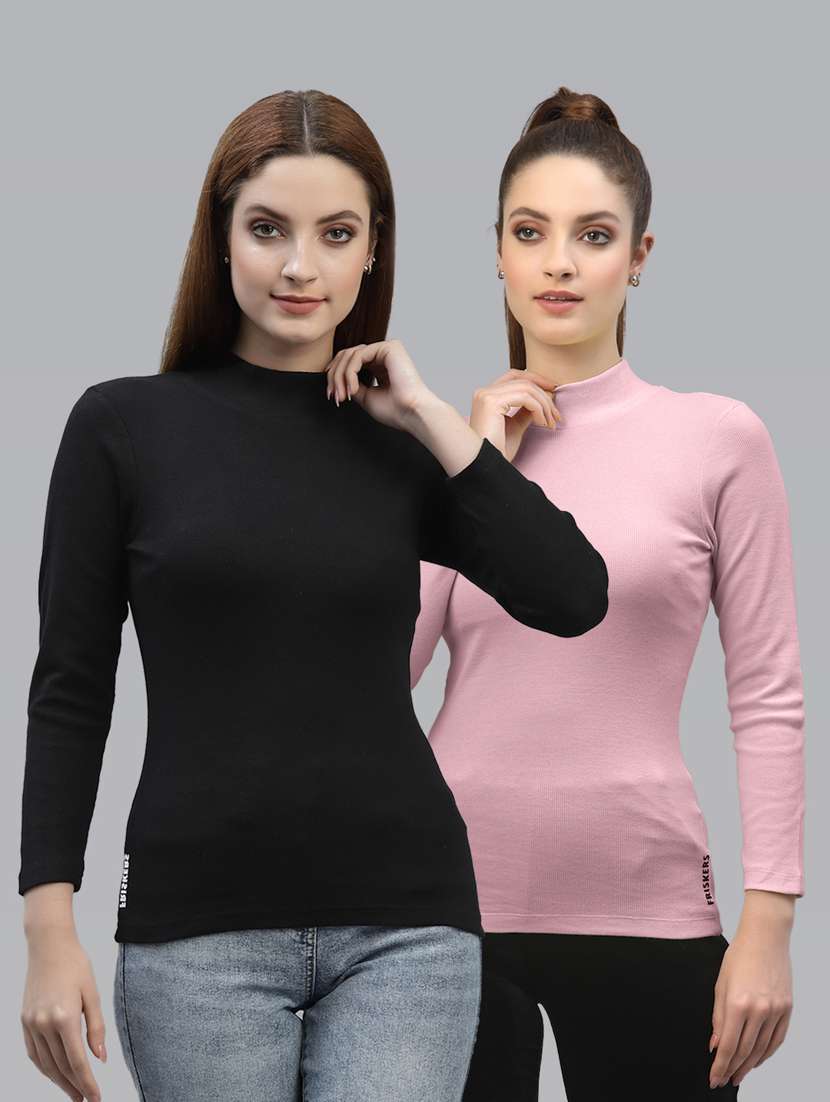 women's straight high neck top