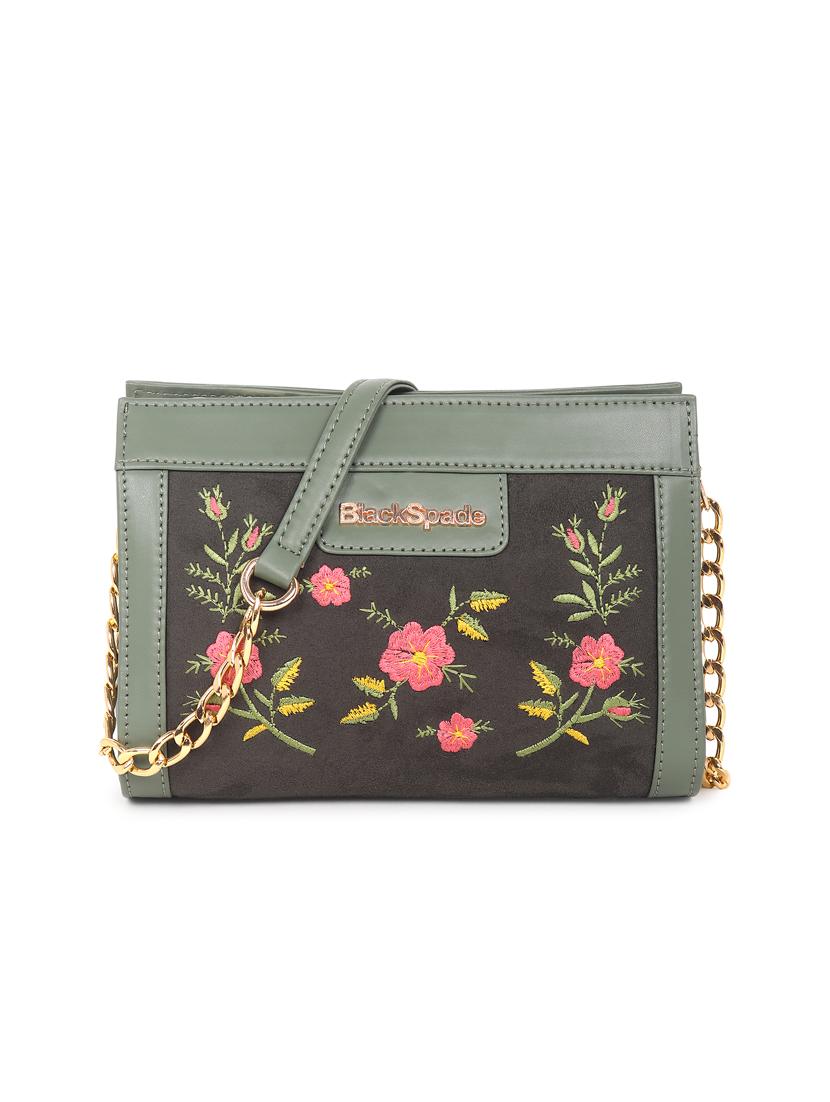 green leatherette (pu) sling bag