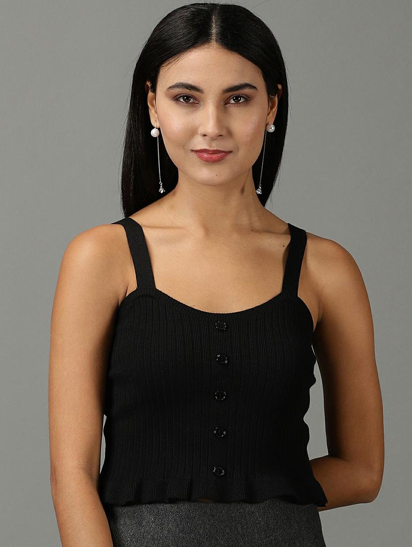 camisole neck solid tank top