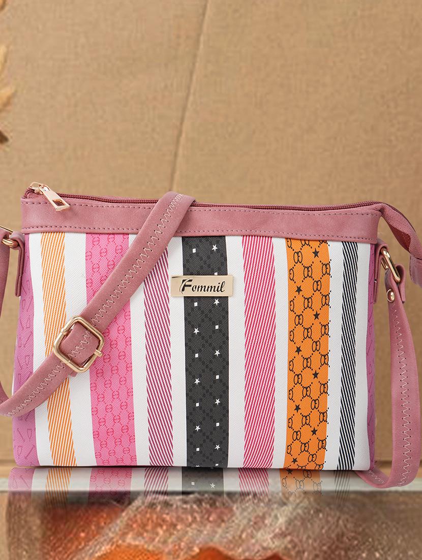 pink leatherette (pu) sling bag